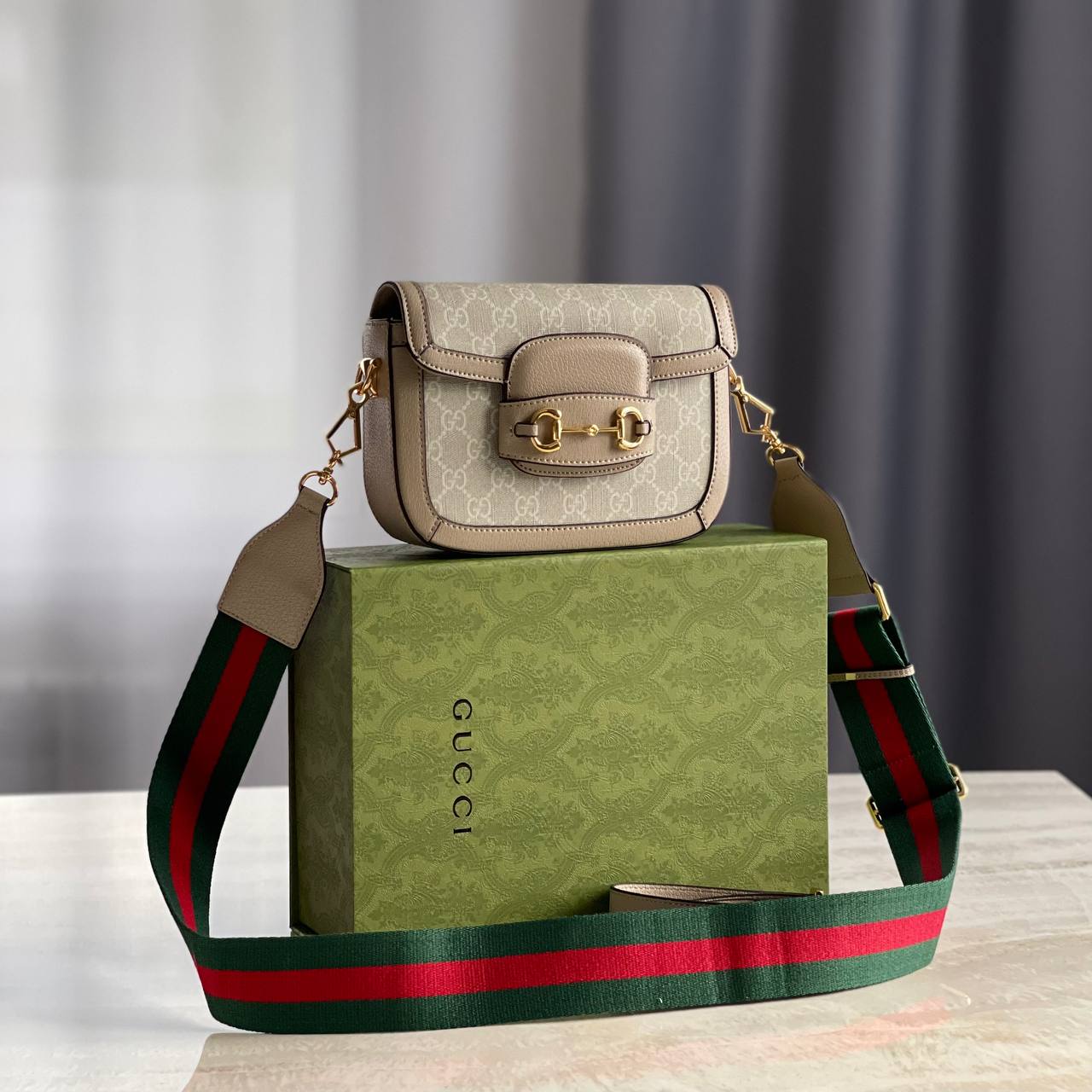 Gucci Mini Beige GG Supreme 1955 Horsebit